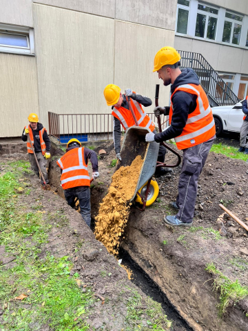 Tiefbauarbeiten an der Hauptschule Scharnhorst