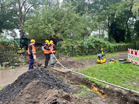 Tiefbauarbeiten an der Hauptschule Scharnhorst